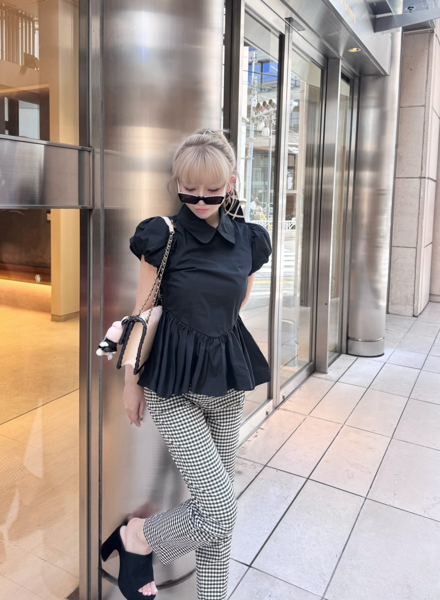 Petal sleeve peplum shirts