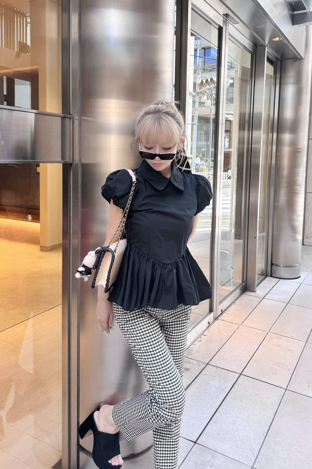 Petal sleeve peplum shirts