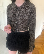 Leopard Rose flower motif knit cardigan