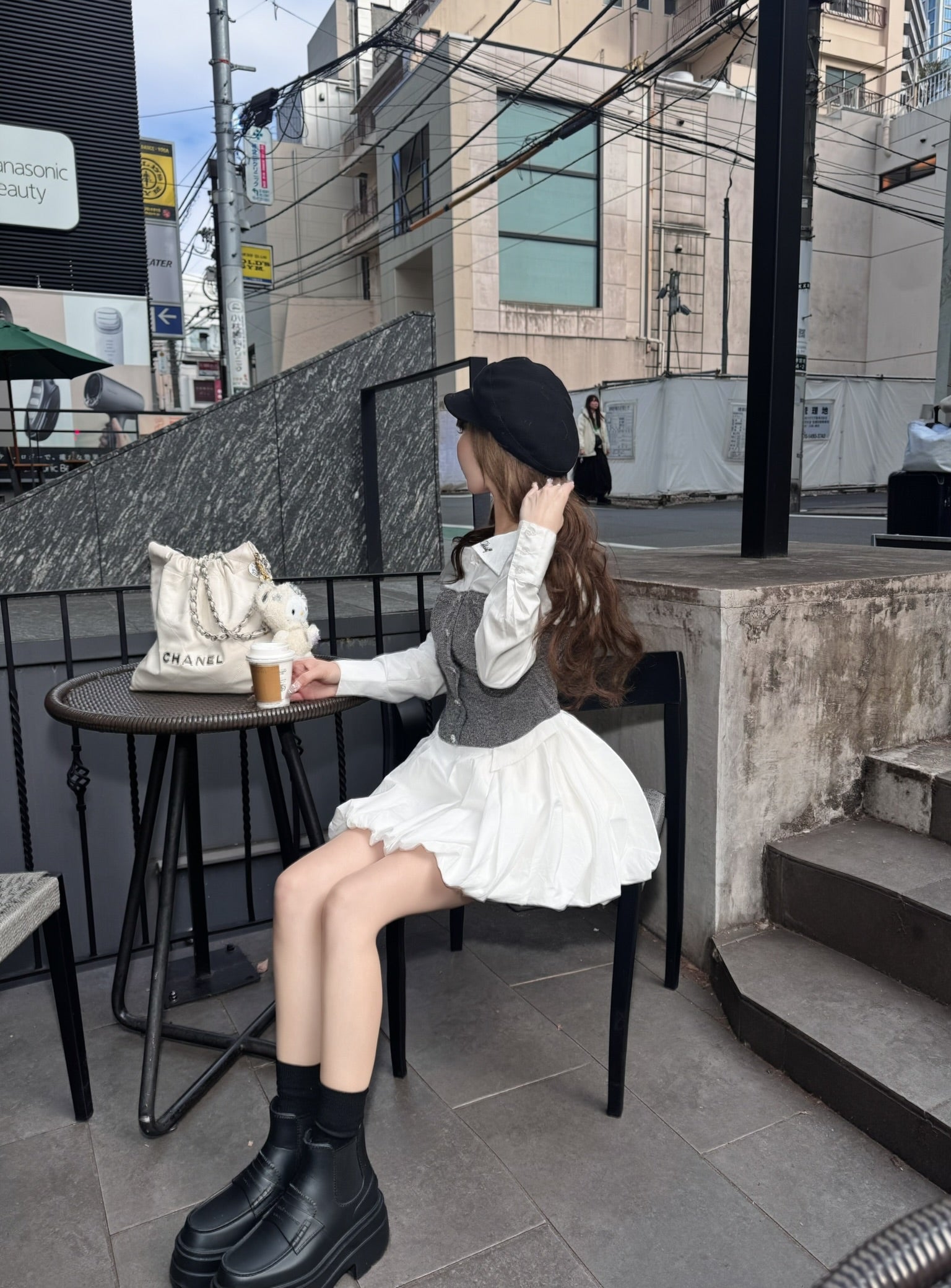 【予約販売2月中旬〜下旬】Elise Tweed Shirt one-piece