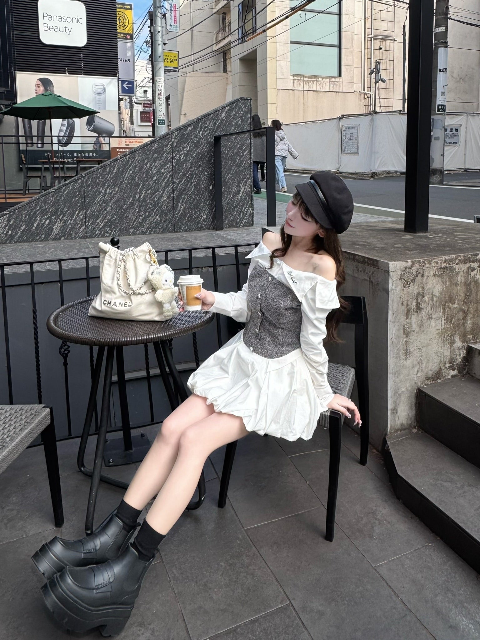 【予約販売2月中旬〜下旬】Elise Tweed Shirt one-piece