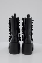 Frill lace up middle boots