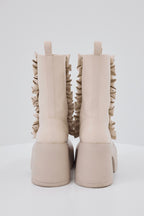 Frill lace up middle boots