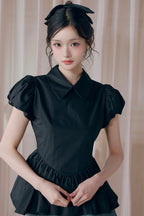 Petal sleeve peplum shirts