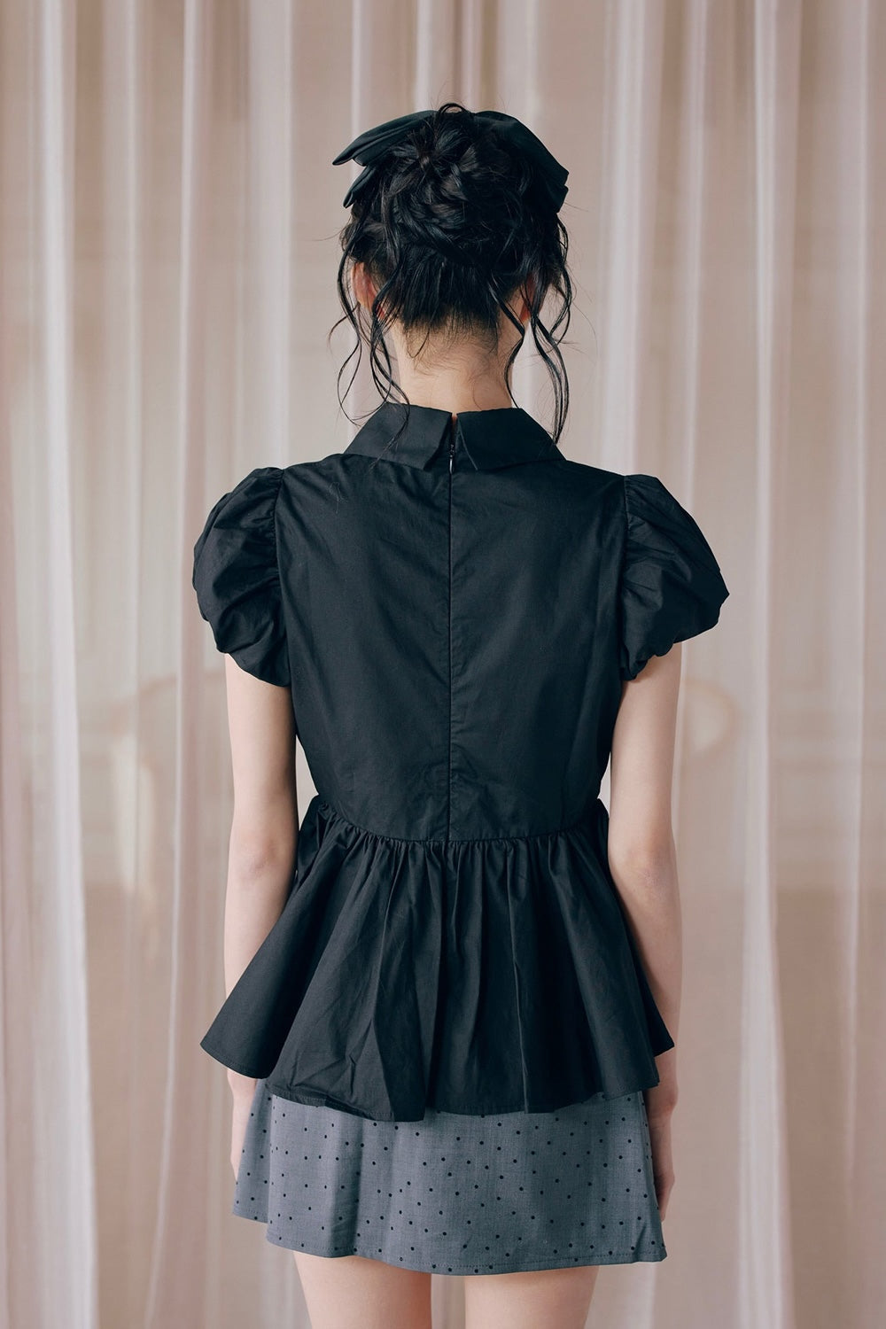 Petal sleeve peplum shirts