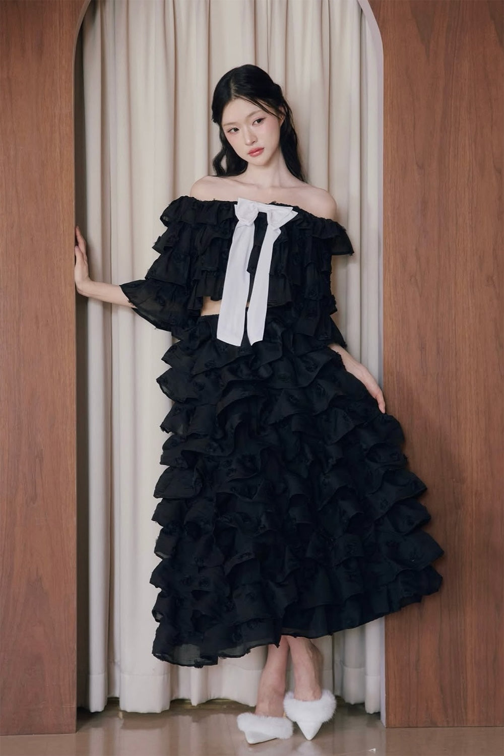 Lisa rose frill ribbon tops