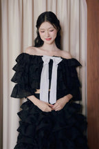 Lisa rose frill ribbon tops
