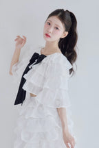 Lisa rose frill ribbon tops