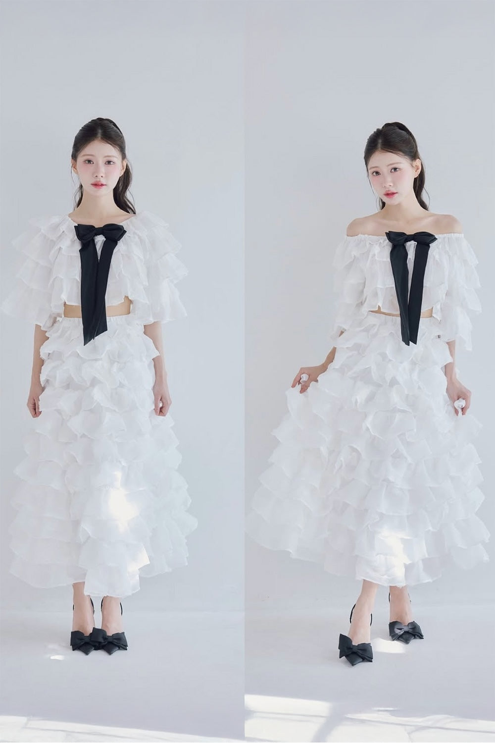 Lisa rose frill ribbon tops