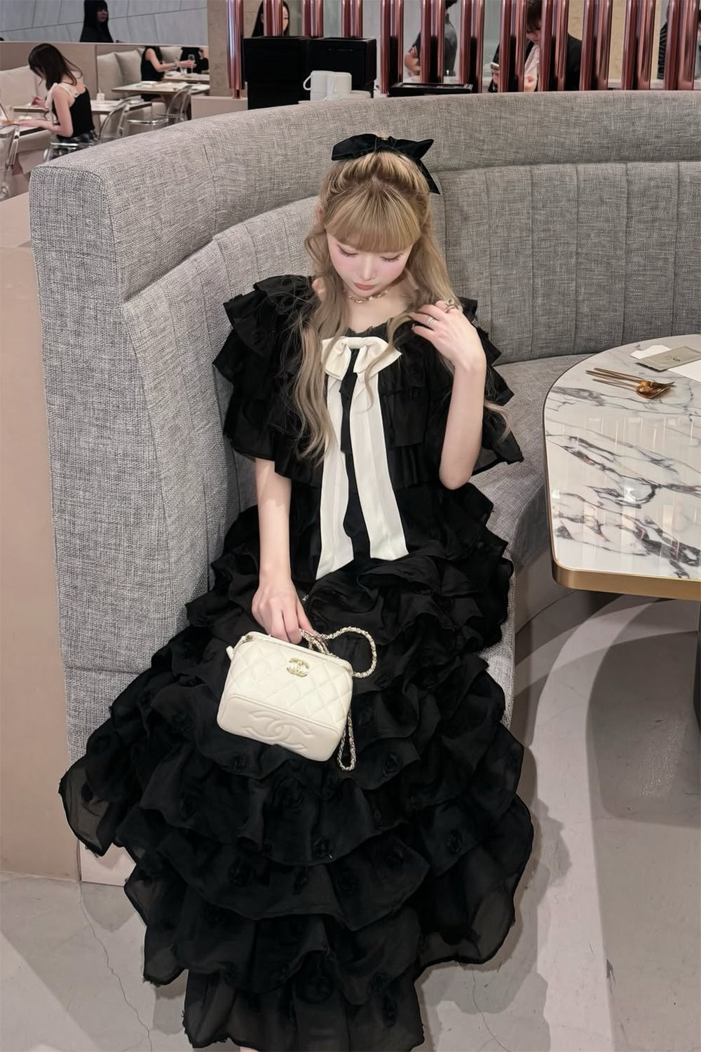 Lisa rose frill ribbon tops