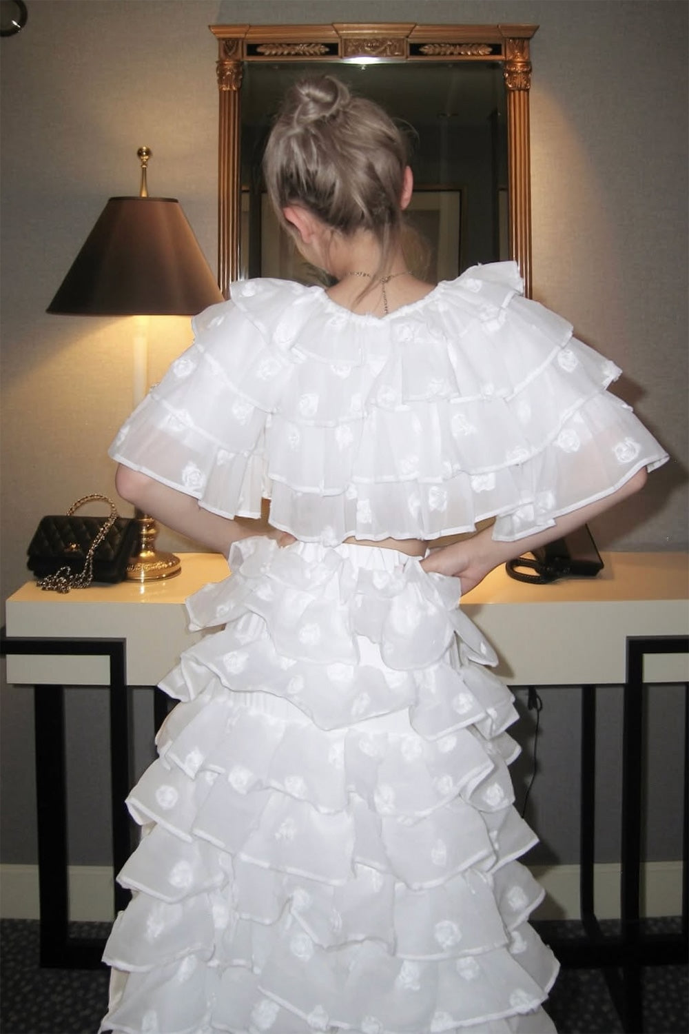 Lisa rose frill ribbon tops
