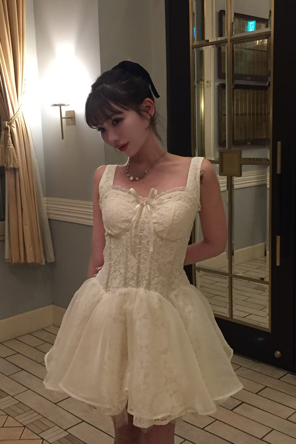 lace corset mini dress