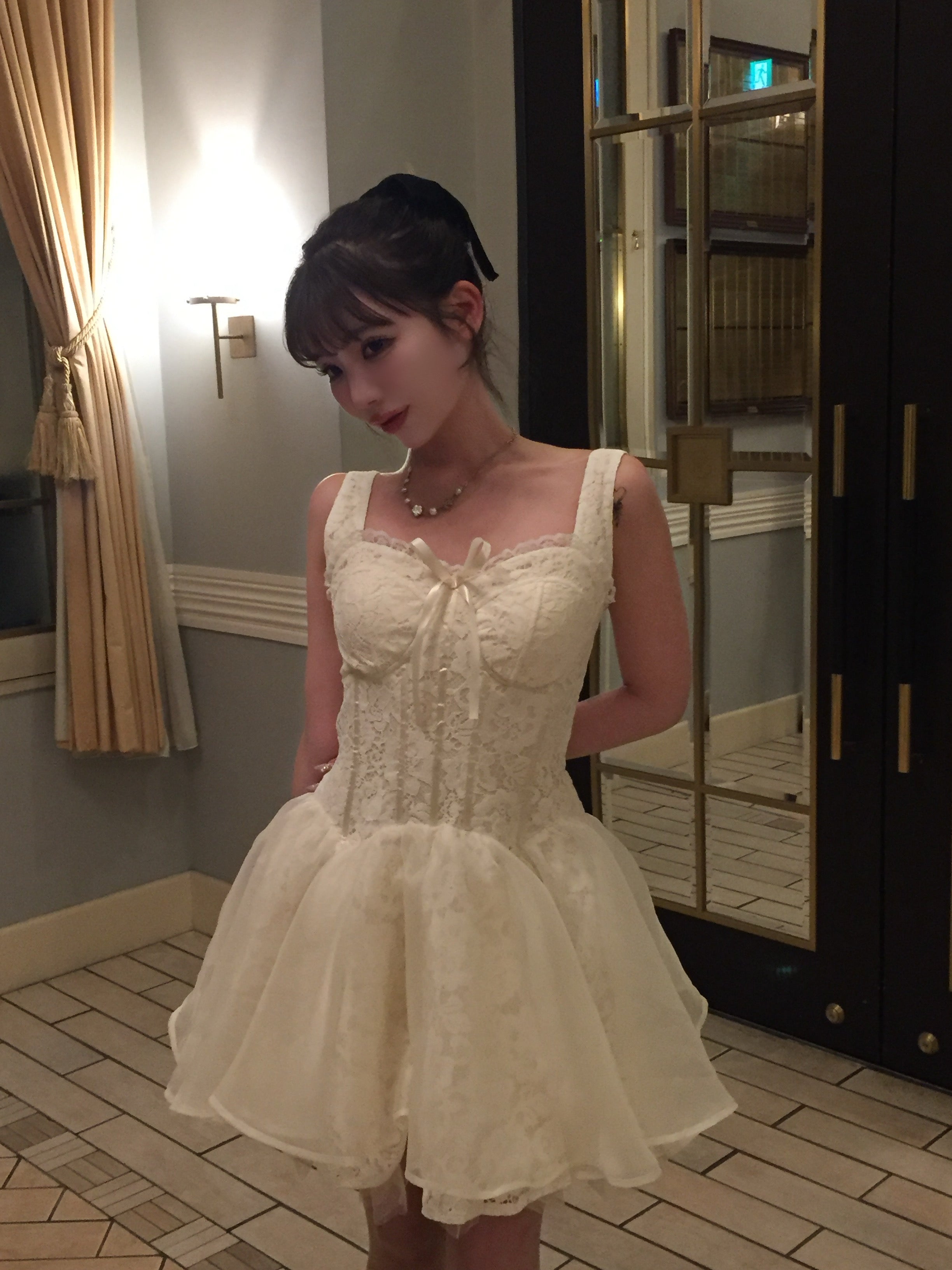 lace corset mini dress