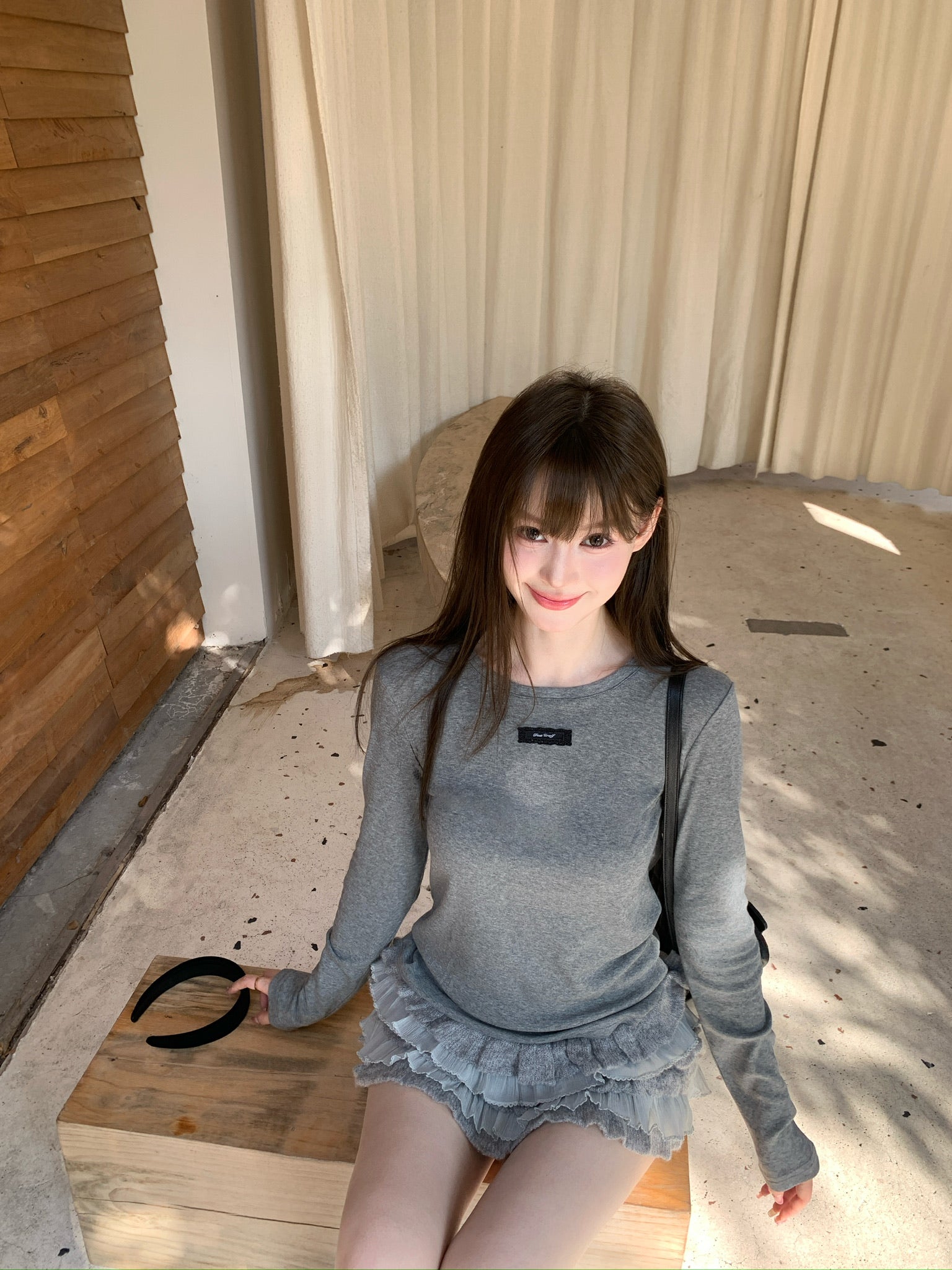 lace tag long sleeve T-shirts