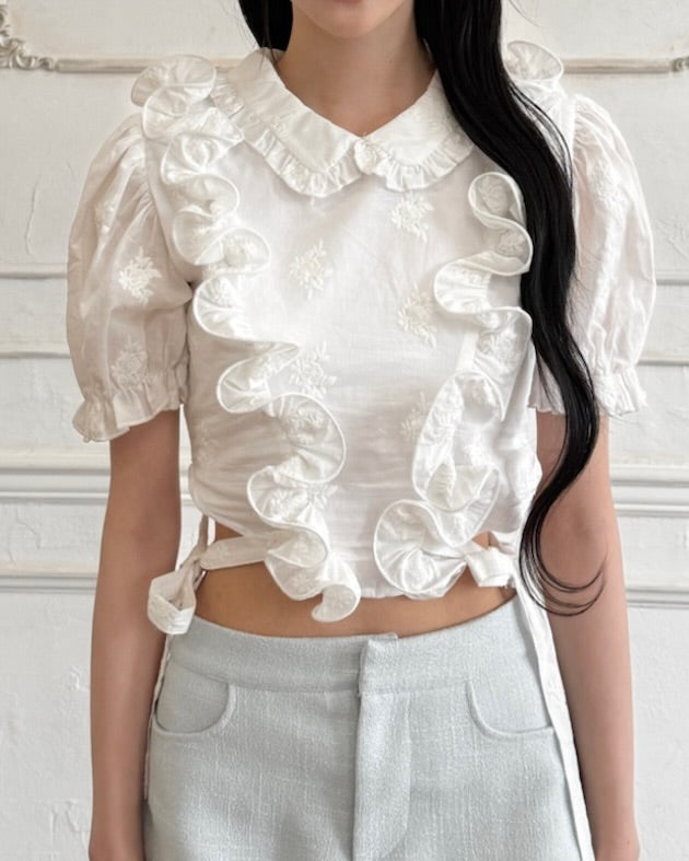 【予約販売】Peony ribbon frill blouse