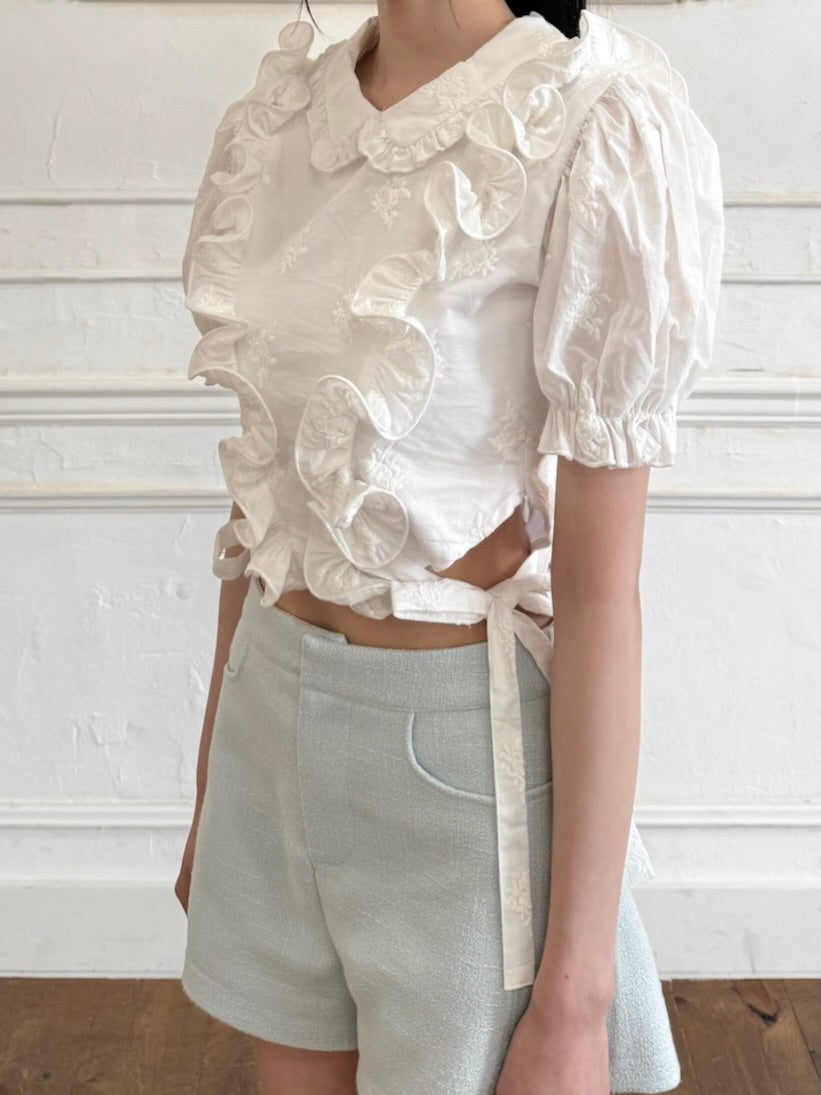 【予約販売】Peony ribbon frill blouse
