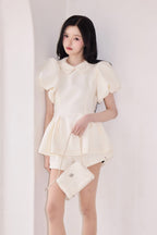 Daisy puff sleeve tweed tops