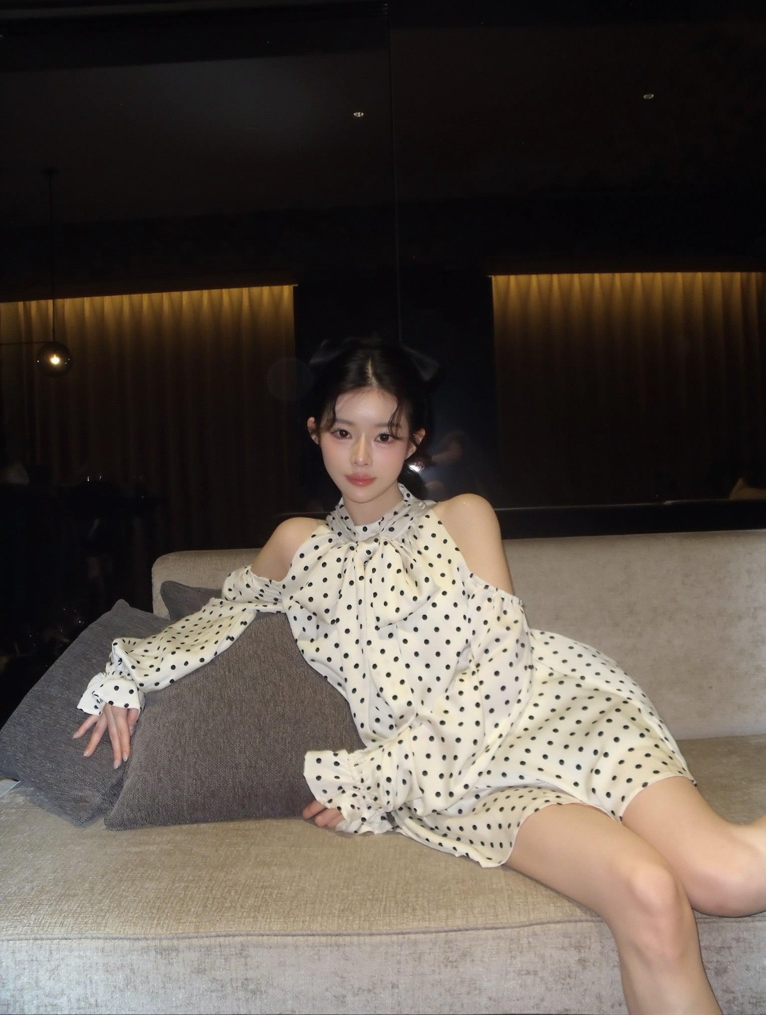 Sophie Dot Ribbon Tunic Blouse