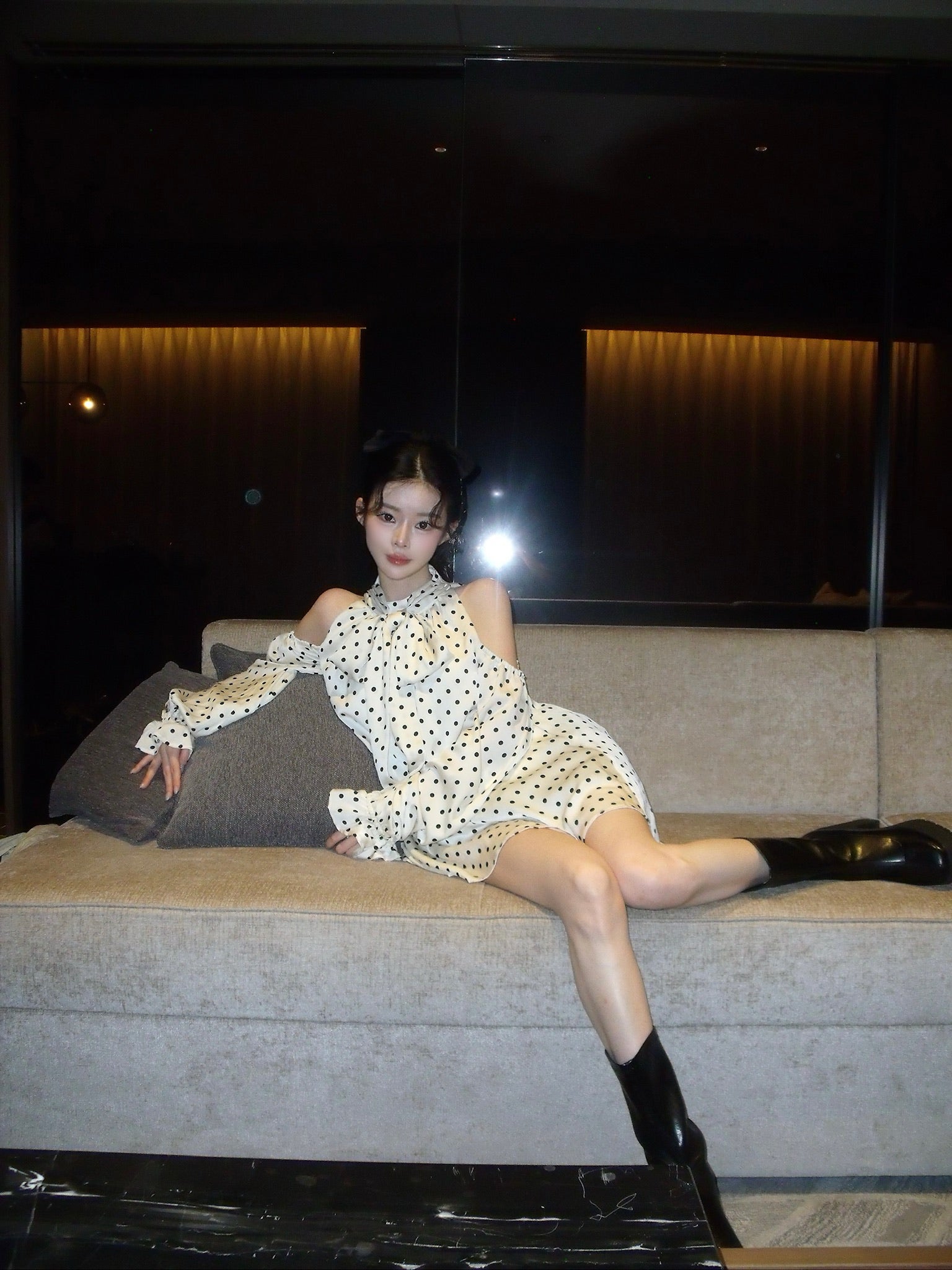 Sophie Dot Ribbon Tunic Blouse