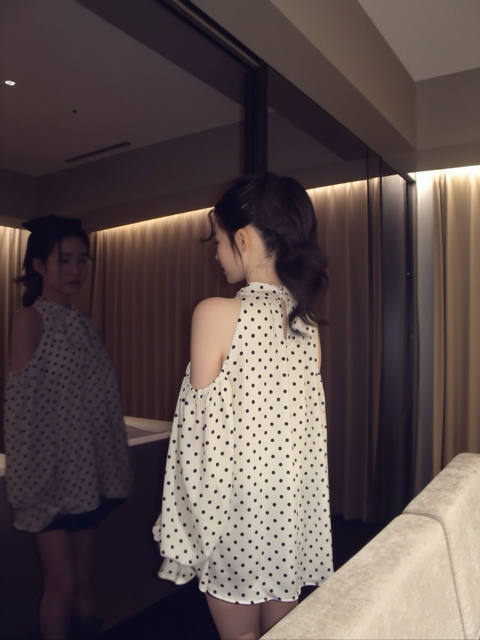 Sophie Dot Ribbon Tunic Blouse