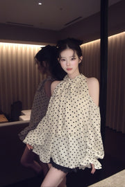 Sophie Dot Ribbon Tunic Blouse