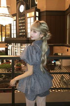 Daisy puff sleeve tweed tops
