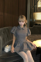 Daisy puff sleeve tweed tops