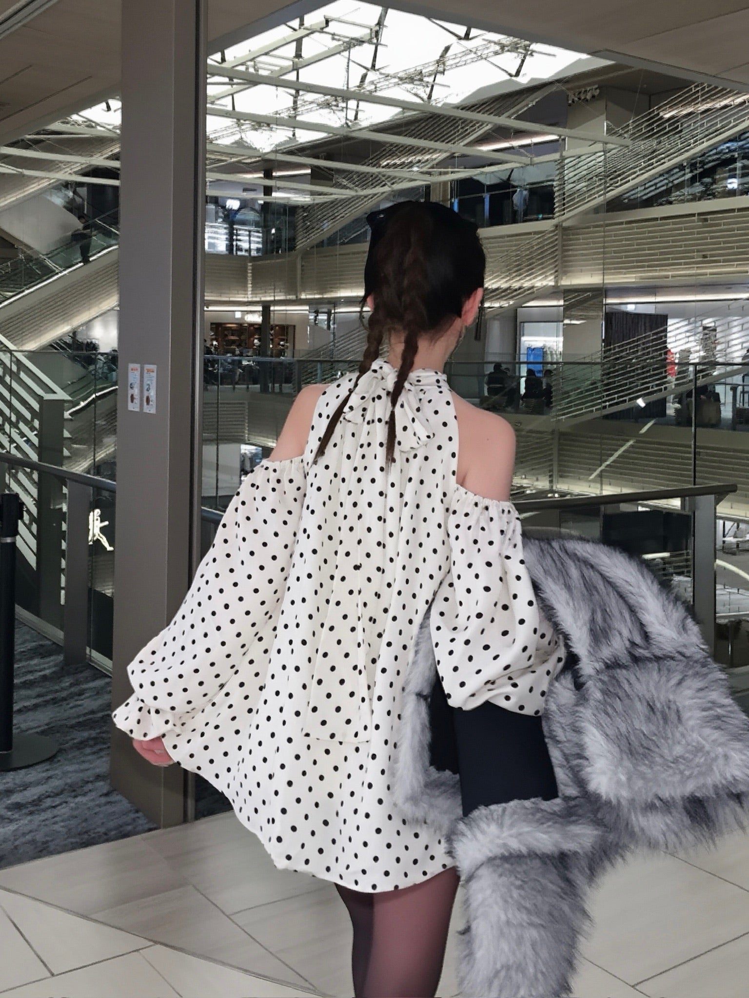 Sophie Dot Ribbon Tunic Blouse