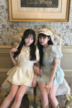 Daisy puff sleeve tweed tops
