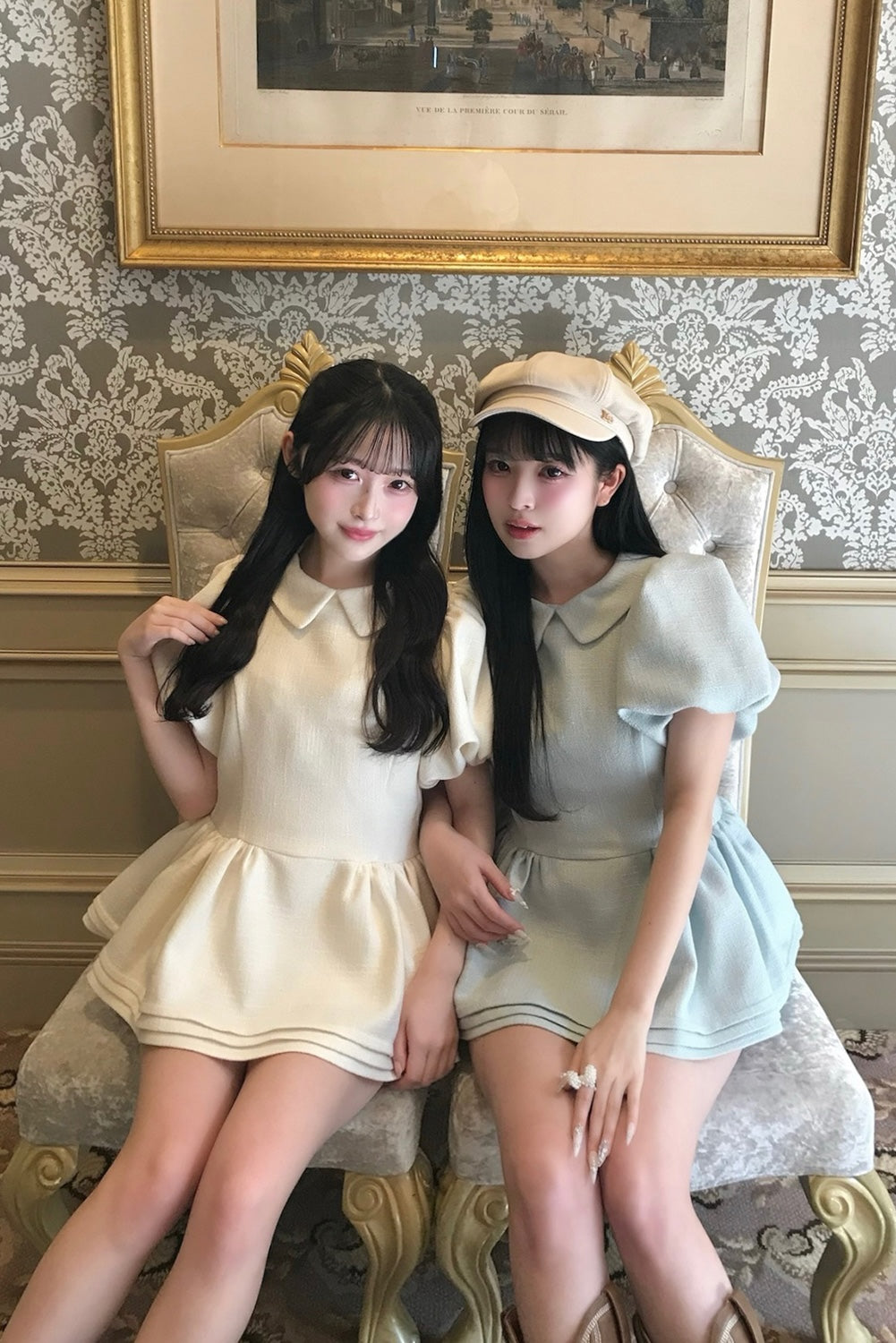 Daisy puff sleeve tweed tops