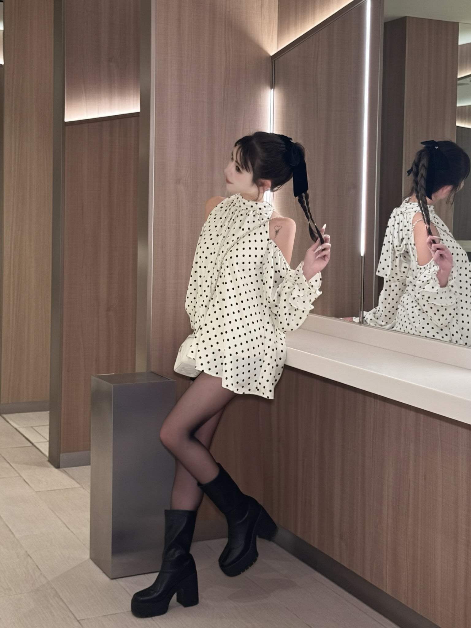 Sophie Dot Ribbon Tunic Blouse