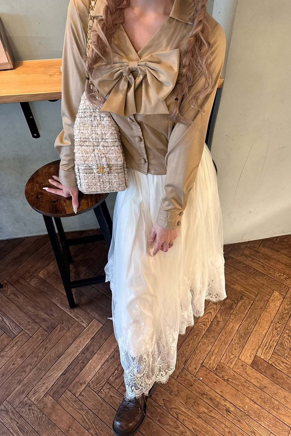 Ribbon tie blouse