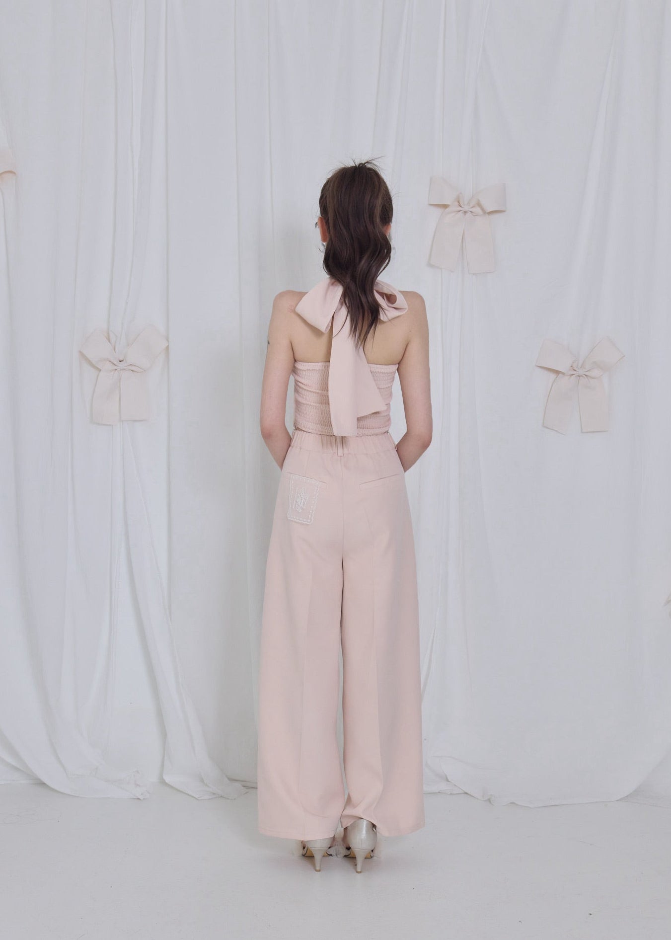 lace tag slacks wide pants