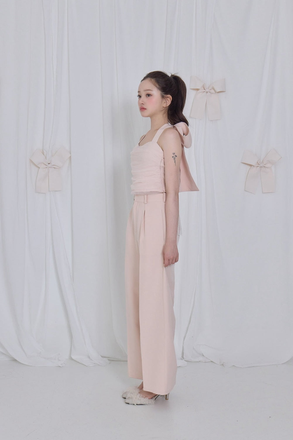 lace tag slacks wide pants