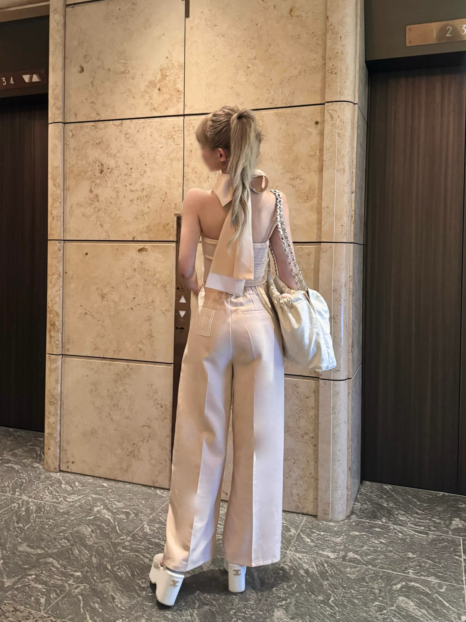 lace tag slacks wide pants