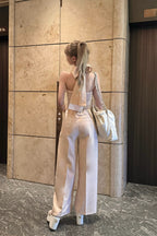 lace tag slacks wide pants