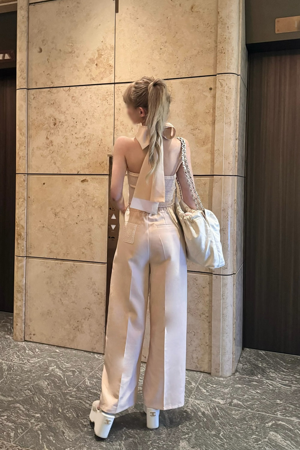 lace tag slacks wide pants