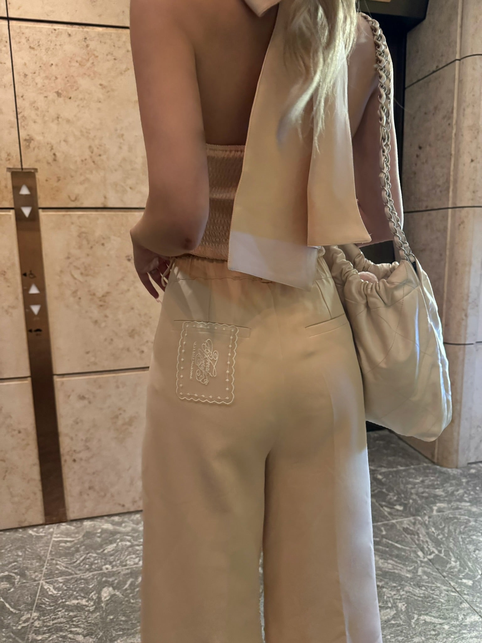 lace tag slacks wide pants