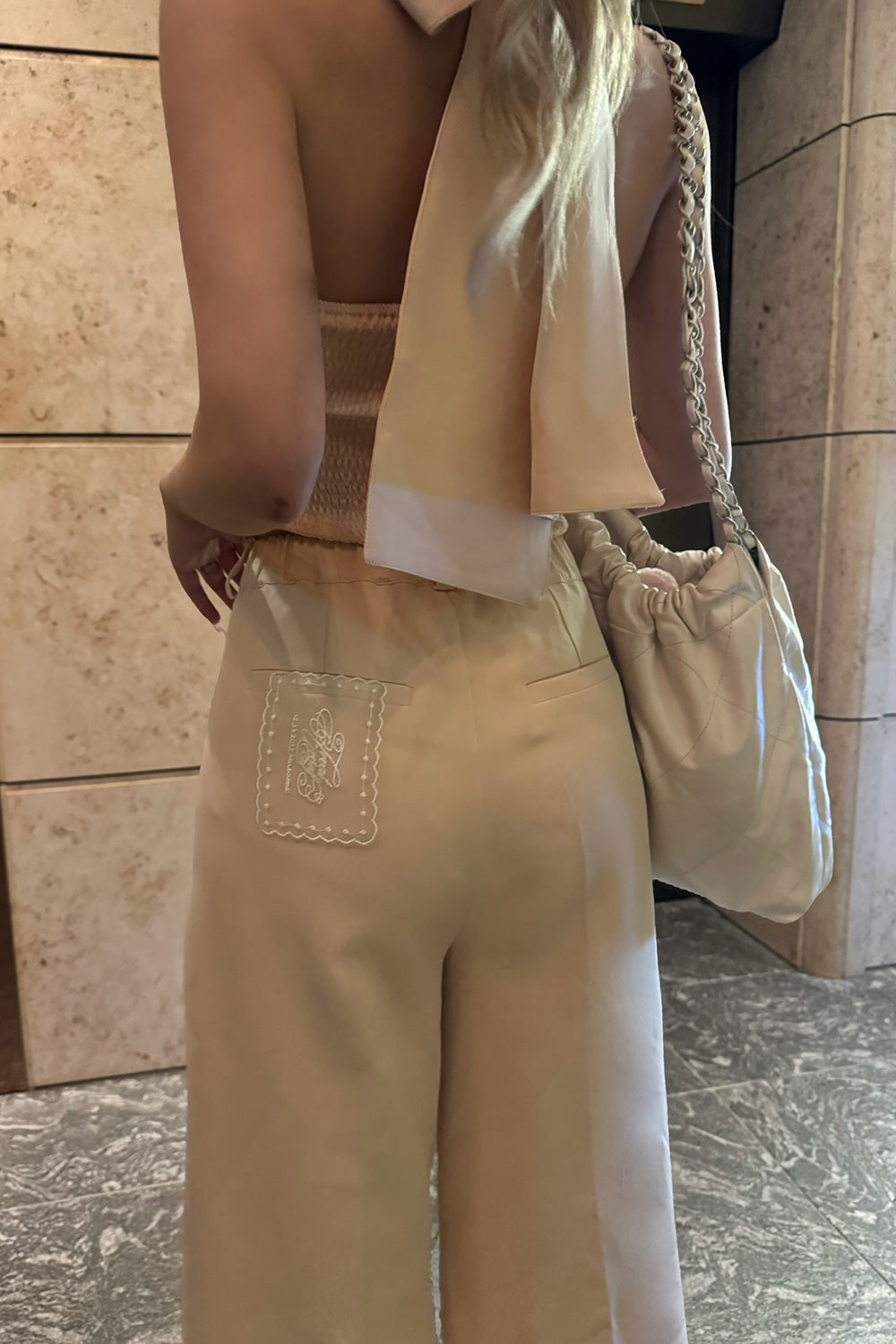lace tag slacks wide pants