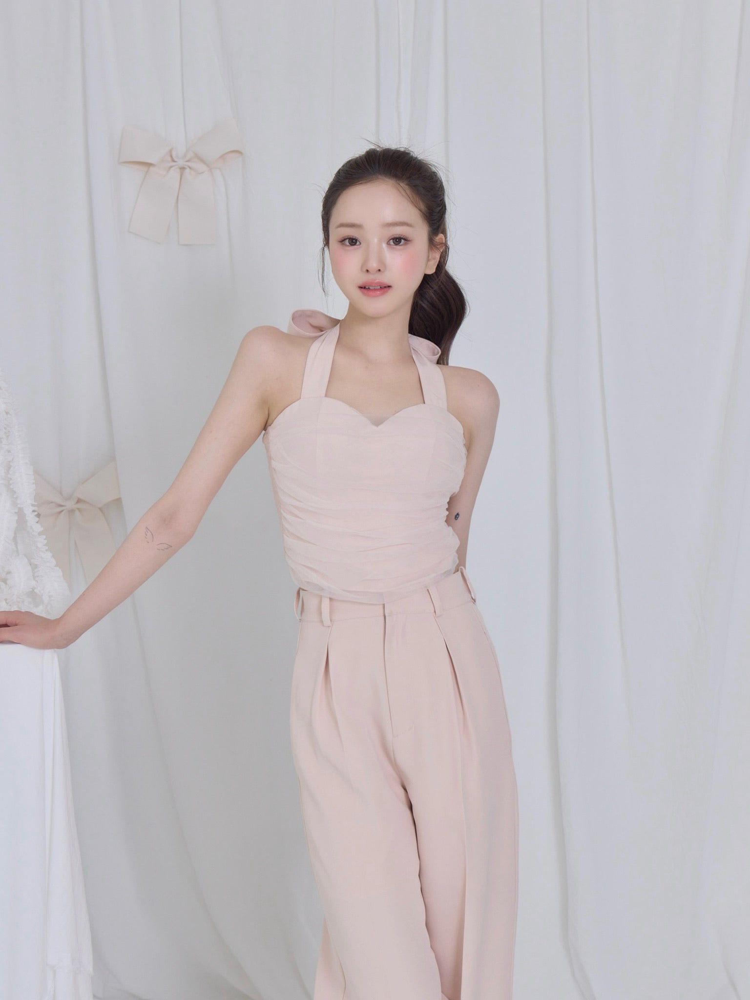 lace tag slacks wide pants