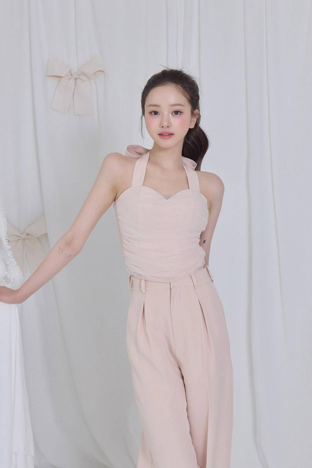 lace tag slacks wide pants
