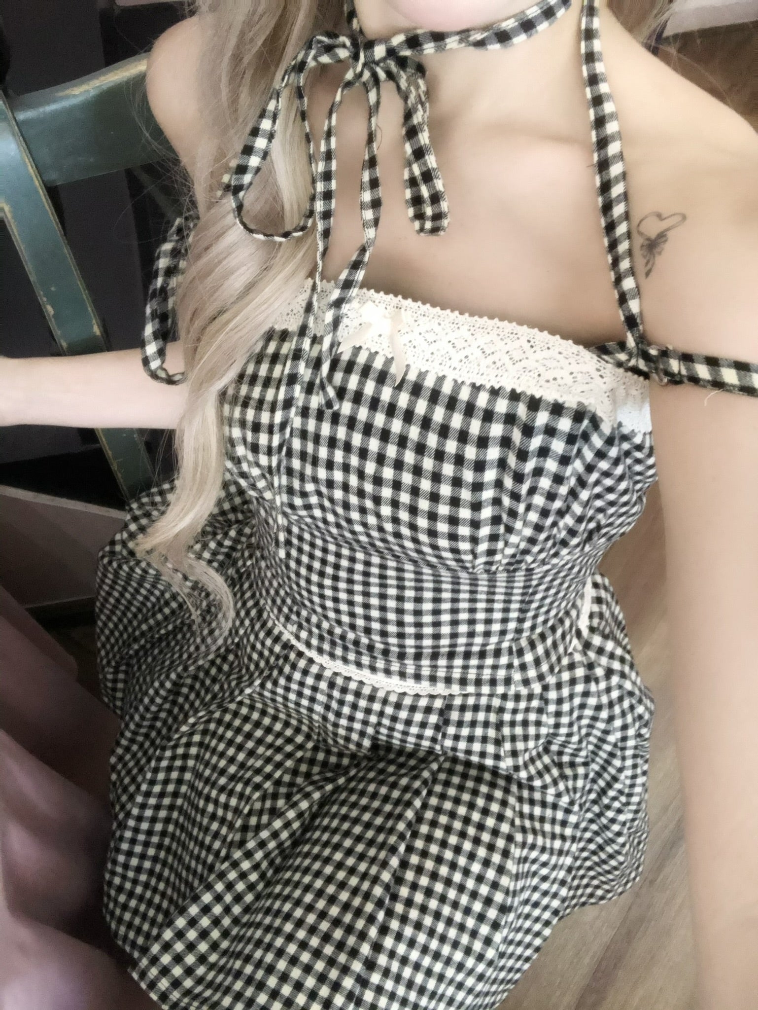 gingham check girly ribbon bustier