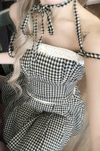 gingham check girly pleats skirt