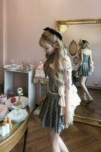 gingham check girly pleats skirt