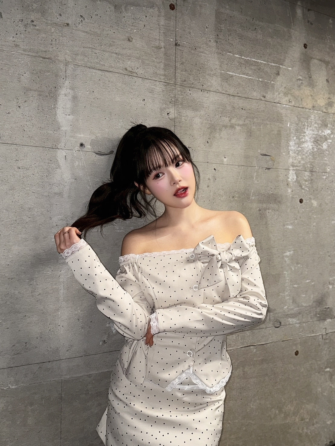 Juliet ribbon dot tops