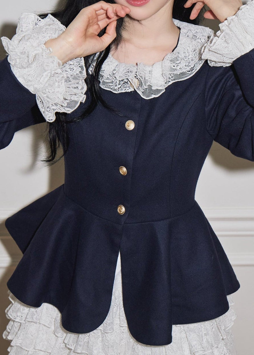 navy peplum spring  jacket
