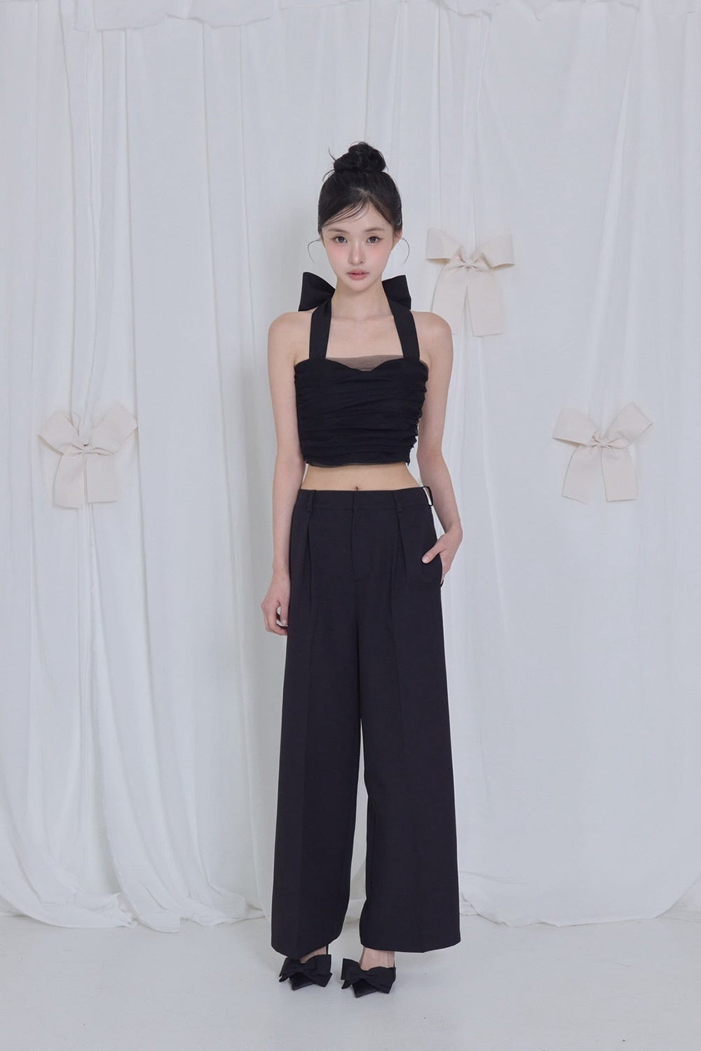 lace tag slacks wide pants