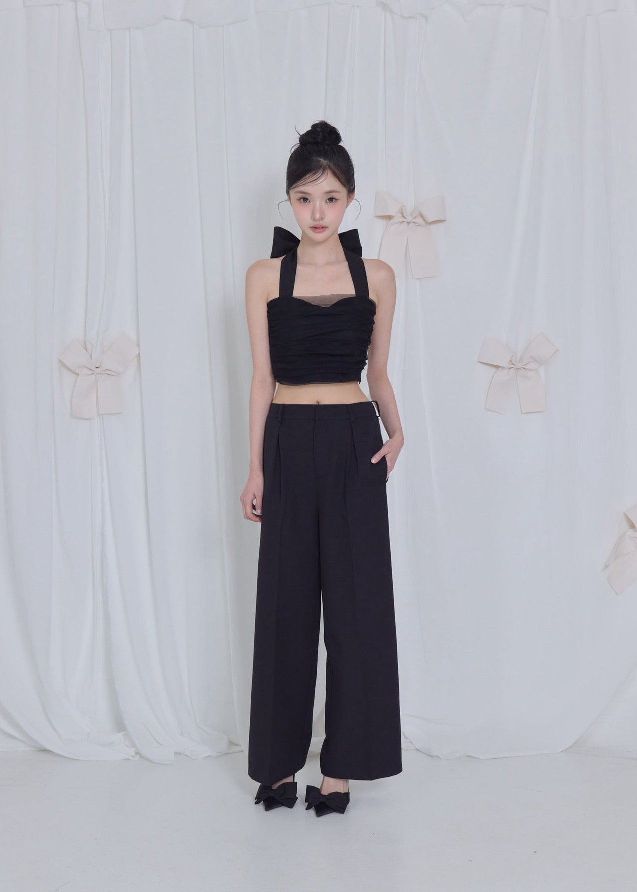 lace tag slacks wide pants