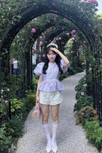 Butterfly jacquard peplum tops