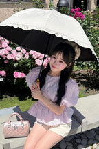 Butterfly jacquard peplum tops